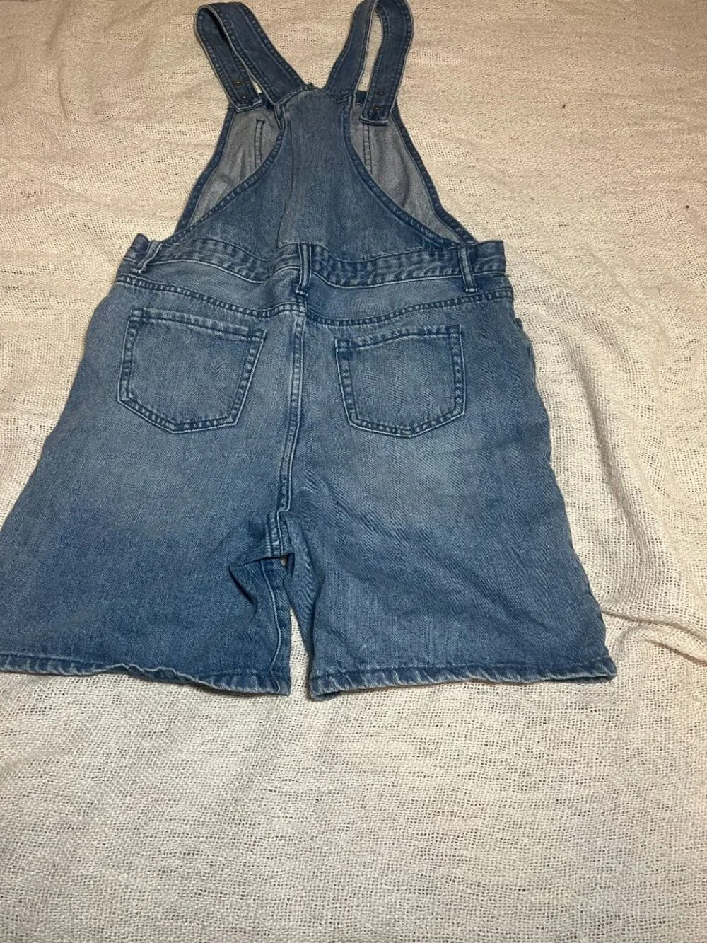 Children's Place Girls Denim Short Overalls Distressed Jean Shortalls Size 16